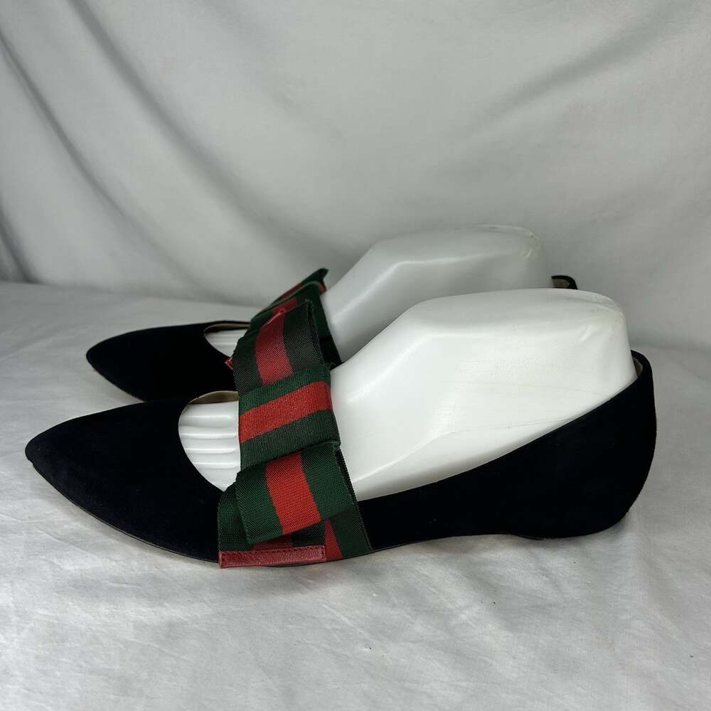 Gucci Suede Ballet Flats Sylvie Web Black Size 38.5 *FOR REPAIR